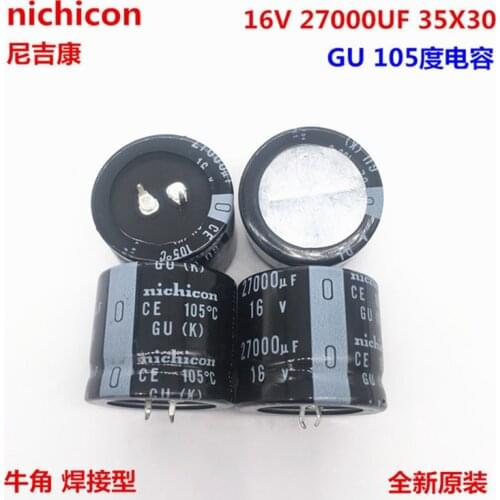 2PCS/10PCS 27000uf 16v Nichicon GU 35x30mm 16V27000uF Snap-in PSU Capacitor