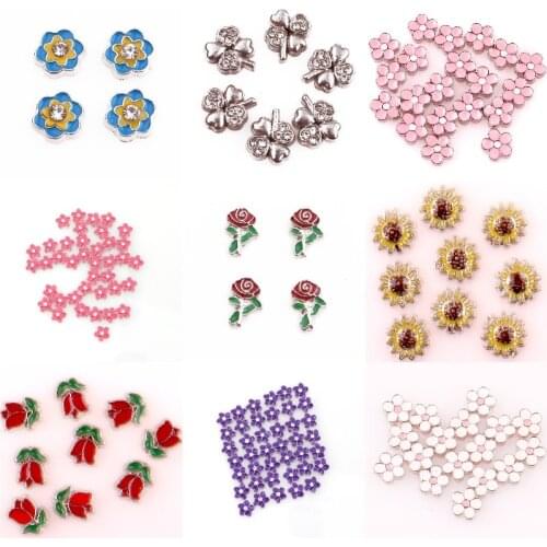 40Pcs/Lot Enamel Colorful Rose Flower Floating Charms For Memory Locket Earring Bracelets DIY Making Jewelry
