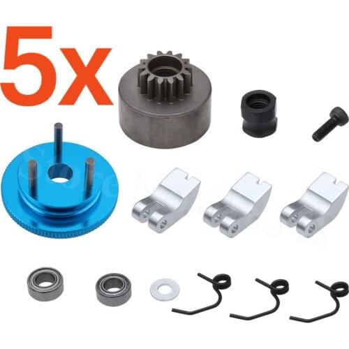 5Sets/Lot 14T Clutch Bell Shoes Springs Bearings Flywheel Assembly Kit for 1/8 RC Model Car with 21-28cxp Nitro Engine Parts