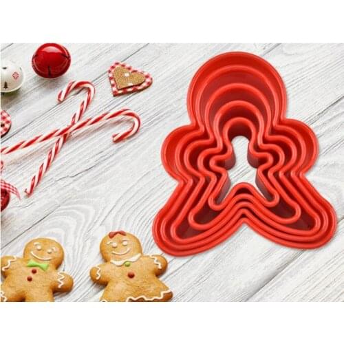 5pcs/lot Christmas Cookie Cutter Tools Plastic Gingerbread Men Shaped Holiday Biscuit Mold Kitchen cake Decoration NE 012