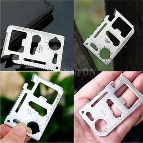 500Pcs/Lot Multi Tools 11 In 1 Multifunction Outdoor Hunting Survival Camping Pocket Military Credit Card Knife Silver
