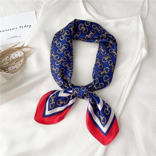 70cm Hair Scarf Silk Satin Square Scarves Hijab Bandana Women Print Girls Hand Bag Wirst Head Kerchief Fashion Neck Tie 2021