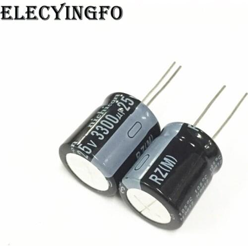50pcs 3300uF 25V NICHICON RZ Series Low frofile 18x20mm 25V3300uF Aluminum Electrolytic Capacitor