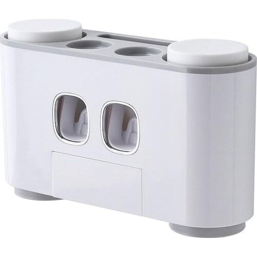 Automatic Toothpaste Dispenser Dust-proof Toothbrush Holder With Cups No Nail Wall Stand Shelf Bathroom Accessories Sets