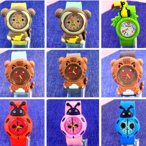 3D Cartoon Monkey Lion Ladybug Watch Silicone Strap Children Wristwatch Baby Gift Clock for 2-8 Years Old Toy Watch Kids