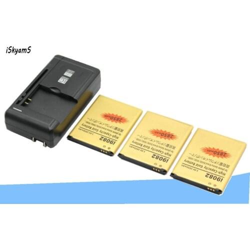 ISkyamS 3x 2850mAh EB535163LU Gold Replacement Battery +Charger For Samsung Galaxy Grand DUOS I9080 I879 I9118 I9082 GT-i9082