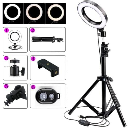 Ring Light LED Photography Dimmable Photo Studio Selfie Light Make-up USB Plug With Phone Holder Tripod Yutube Live Stream