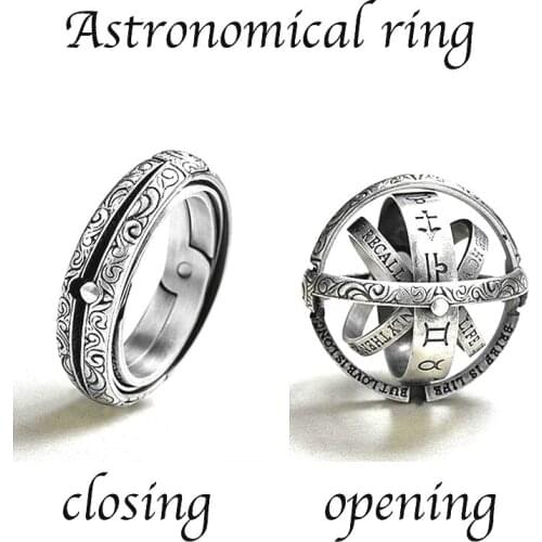 MIQIAO Astronomical Universe Solar System World Galaxy Ball Necklace Rings for Women Men Friends Lover Anniversary Gift Anillos