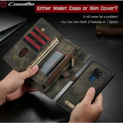 CaseMe Wallet For Huawei Mate 20 Ultimate Functional All-In-One Handmade Leather Removable Elegant Flip Case For Huawei Mate 20