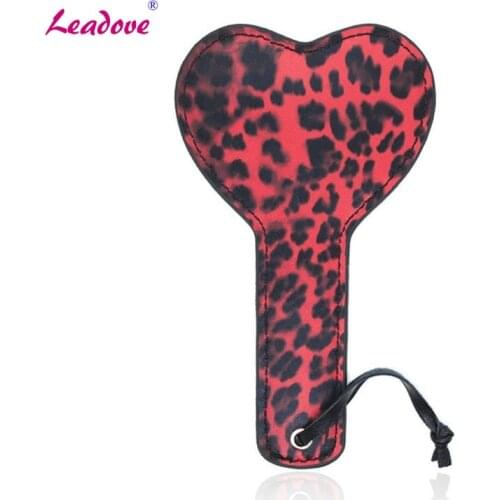 Adult Games PU Leather Love Mini Shape Red Leopard-print Spanking Paddle Sex Torture SM Sex Toys for Couples SP0011