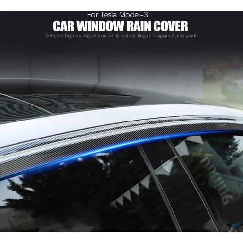 Car Door Visor Side Window Deflector Shade Sun Rain Shield Cover Carbon Fiber Trips Eaves for Tesla Model 3 2017-2021