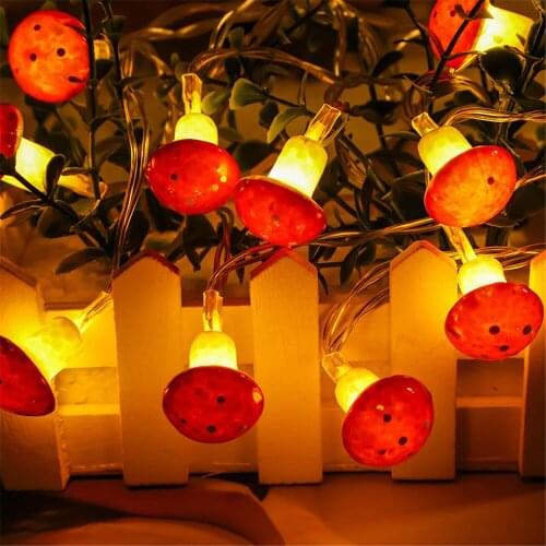 2M/3M Creative Mini Mushroom String Lights Cute Fairy LED Lamp for Kids Room New Year Birthday Christmas Gift Decoration