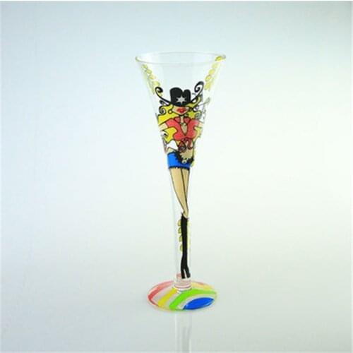 Creative gifts personality Hand-painted design glass beauty champagne glass transparent wine glasses cup home party decorations