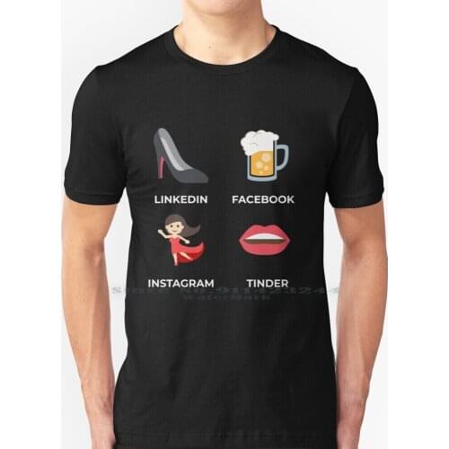 Linkedin Facebook Instagram Tinder T Shirt 100% Pure Cotton Linkedin Internet Tinder Tumblr Youtube Logo Instagram Vine Sign
