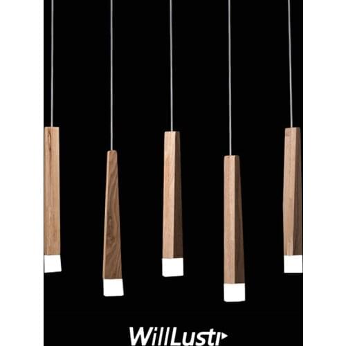 Minimalist Wood LED Pendant Lamp Matchstick Suspension Light Dinning Meeting Room Office Bar Counter Acrylic Hanging Lighting