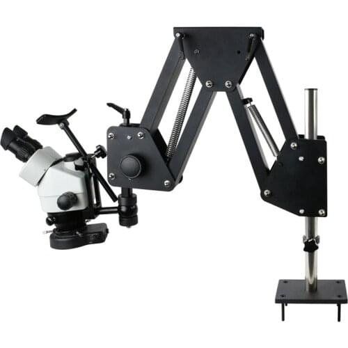 Simul-Focal 3.5X-90X Stereo Trinocular Microscope Universal Bracket Stretch Spring Stand Table Holder 0.5X1X2X Barlow Lens