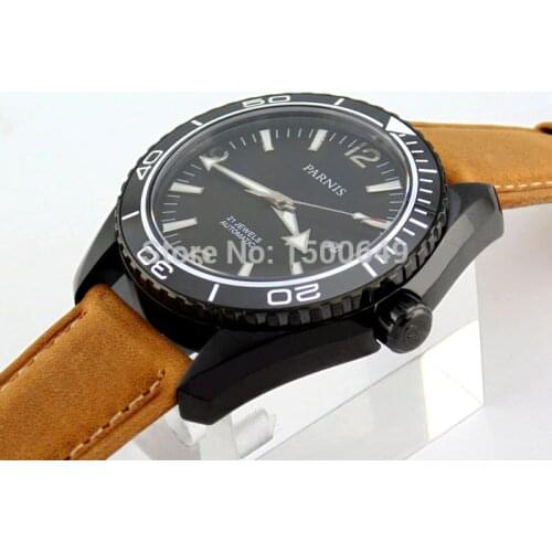 E1246 parnis 45mm mechanical Ceramic Bezel Sapphire Glass Mens Automatic Watch