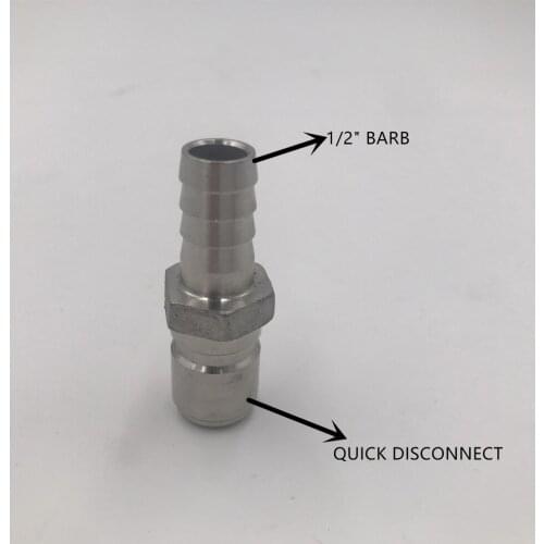 304 SS Male Quick Disconnect Set, Homebrew Fitting, 1/2"Barb New Homebrew Bar Accessory