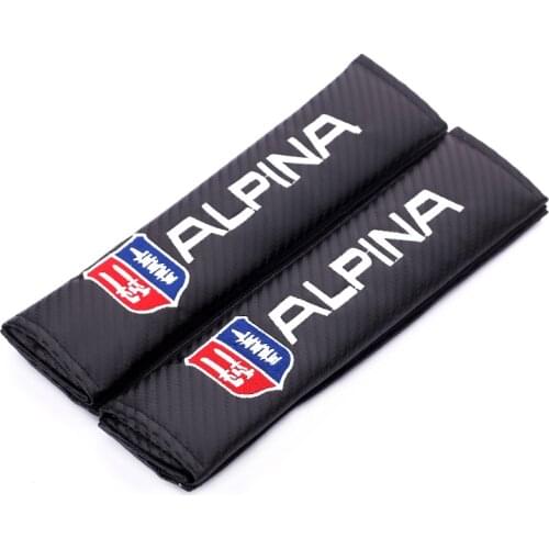 Embroidery for ALPINA emblem Car carbon fiber style seat belt cover shoulder pad for bmw e30 e46 e90 e60 e39 e36 f30 accessories