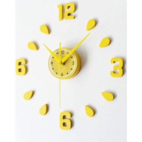 3D Lemon Color Wall Clock Saat Duvar Saati Reloj Horloge Murale Digital Wall Clocks Reloj de pared Klok Home decor Watch