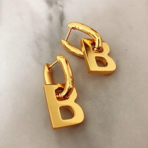 2020 New Simple Metal U shape B Letter Pendant Drop Earrings Dual Purpose Removable Paris fashion For Women Girl Jewelry