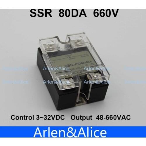 80DA SSR Control 3-32V DC output 48~660VAC High voltage single phase AC solid state relay
