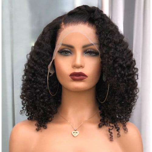 Peruvian Deep Curly 200Density 13x6 Lace Front Human Hair Wigs with Baby Hair Pre Plucked Glueless Lace Front Wigs Remy