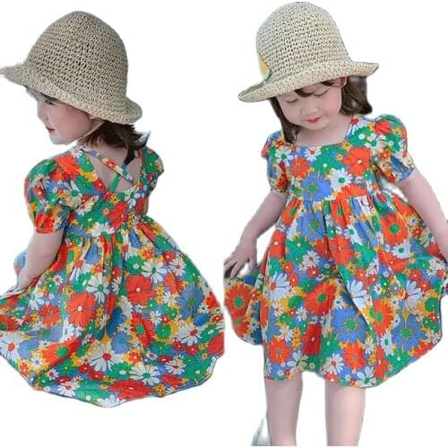 Baby Girls Dress Summer New Childrens Clothing Holiday Style Daisy Floral Cotton Sundress Korean Kids Princess Party Dresses 7Y