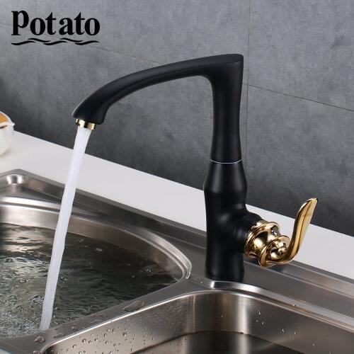 Potato Kitchen Faucet Cold and Hot Black Chrome Kitchen Tap Sink Deck Mounted Torneira Cozinha Mixer Water Taps p40219