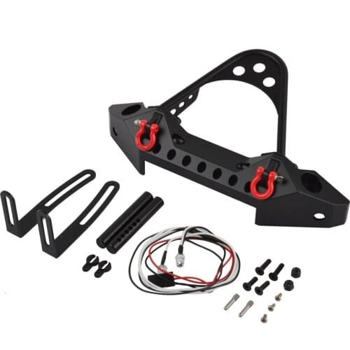 RCAIDONG Metal Front Bumper with Light for Traxxas TRX-4 Axial SCX10 & SCX10 II 90046 SCX10 III AXI03007 1/10 RC Crawler Car