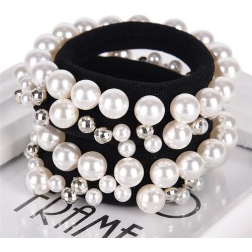 Woman Big Pearl Hair Ties Fashion Korean Style Hairband Scrunchies Girls Ponytail Holders Rubber Band Hair Accessories