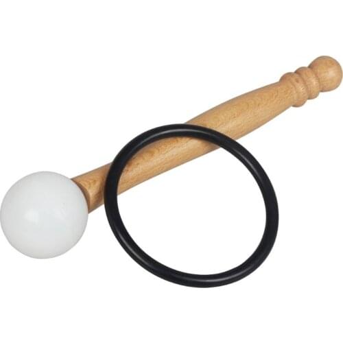 Rubber Mallet Stick Beater for Crystal Singing Bowl Wooden Handle Professional Sound Bowl Striker with Rubber Ring Meditation