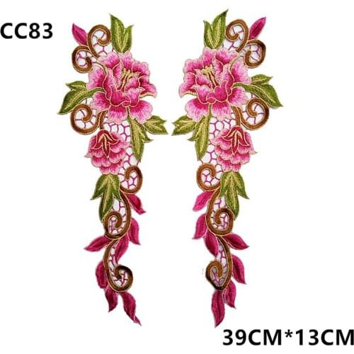 Pink Embroidered lace flower applique sew shirt Cowboy dress Full dress Clothing accessories CC83