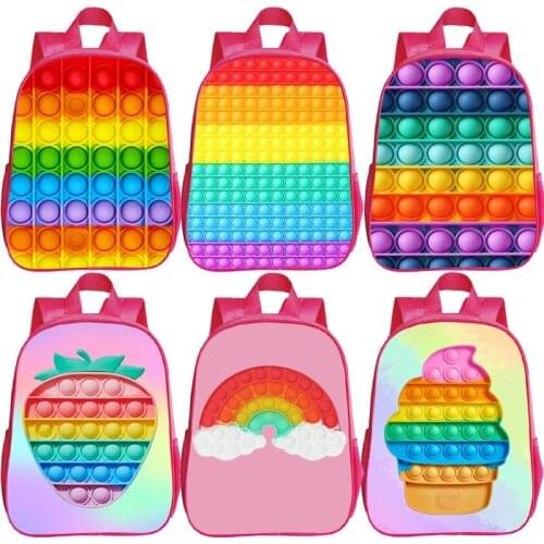 Girls Kindergarten Backpacks Kids Push Bubble pops Mini Rucksack Children Cartoon Bookbag Toddler Knapsack Mochila Infantil Gift
