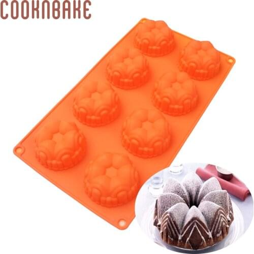 COOKNBAKE silicone mold for cake jelly pudding crown shape bread pastry baking mould soap mold diy chocolate candy form 8 hole