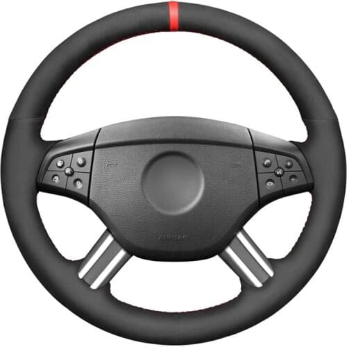 Hand-stitched Black Suede Car Steering Wheel Cover for Mercedes-Benz W164 M-Class ML350 ML500 2005 2006 X164