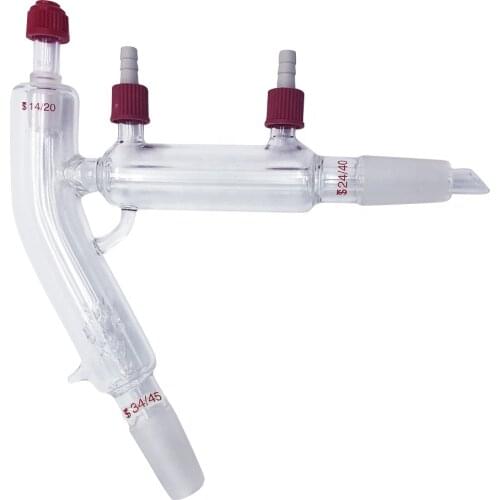 Glass Short Path Distillation Head 5L Jacketed Joint 24/40 with Vigreux Bent 60 Degree