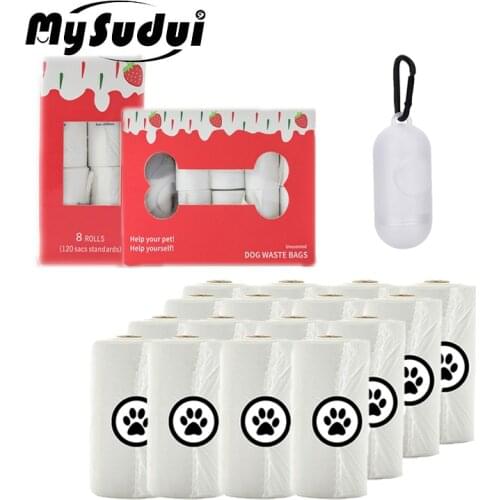 MySudui Thick Strong Dog Poop Bags Biodegradable Dog Waste Bags With Dispenser And Leash Clip Garbage Zerowaste Bag Milk Flavor