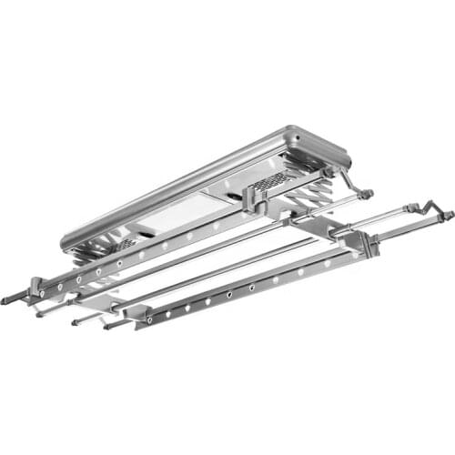 Silver smart clothes hanger automatic foldable electric ceiling clothes drying rack with sterilizing lamp