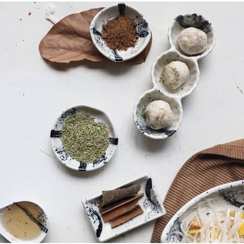 Japanese ceramic small dish square round seasoning dish restaurant hot pot sauce dish snack cool