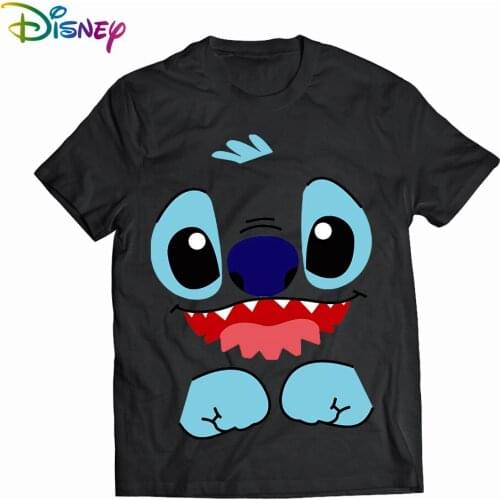 Womens Cartoon Graphic Fashion T-Shirt Lilo Stitch Kawaii Tshirts Cartoon Female Printed Casual T Shirt Casual Tops T-shirt