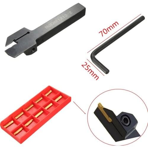 10Pcs 10mm MGMN200 Insert + MGEHR1212-2 Tool Holder + L Wrench For 2mm Grooving Cut OFF