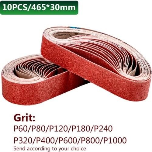 10PCS/Set Sanding Belts 40-1000 Grits Wood Soft Metal Polishing Sandpaper Abrasive Bands For Belt Sander Abrasive Tool 465*30mm