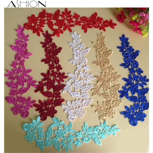 10 mirror pair LP-DA25 DIY polyester embroider lace patches Venise Lace flowers Lace Applique Garment accessories 250*80MM