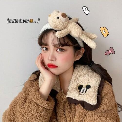 Plush Bear Hair Hoop Brooch Girl Cute All-match Hair Hoop All-match Headdress Hair Accessories for Women Headwear
