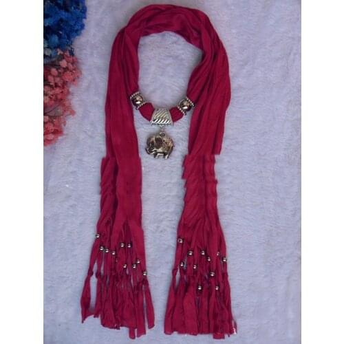 2018 Jewelry scarf wholesale alloy elephant pendant necklace solid color scarf professional scarf 60pcs