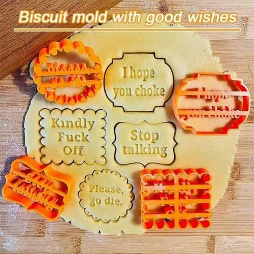 4PCS Cookie Cutters Cartoon Plastic Fondant Biscuit Mould ABS Plastic Baking Mould With Good Wishes Cookie Form
