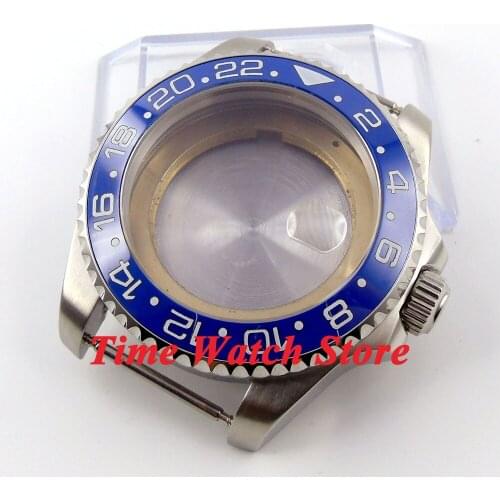 43mm Sapphire glass blue ceramic bezel stainless steel Watch Case fit Miyota 8215 ETA 2836 movement 52