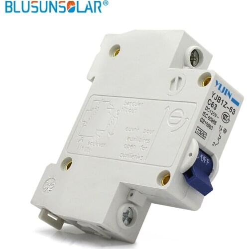 50PCS/LOT Wholesale Price Hot Selling1P 63A DC125V Circuit Breaker MCB For Solar Power System Ship By Fedex OR DHL Solar