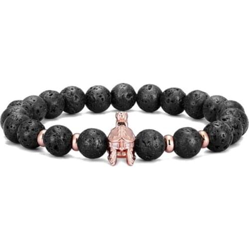 8mm warrior helmet gold silver copper cz zircon cubic zirconia beads bohemian Yoga Bracelet agate Onyx Stone Bangles rfd324